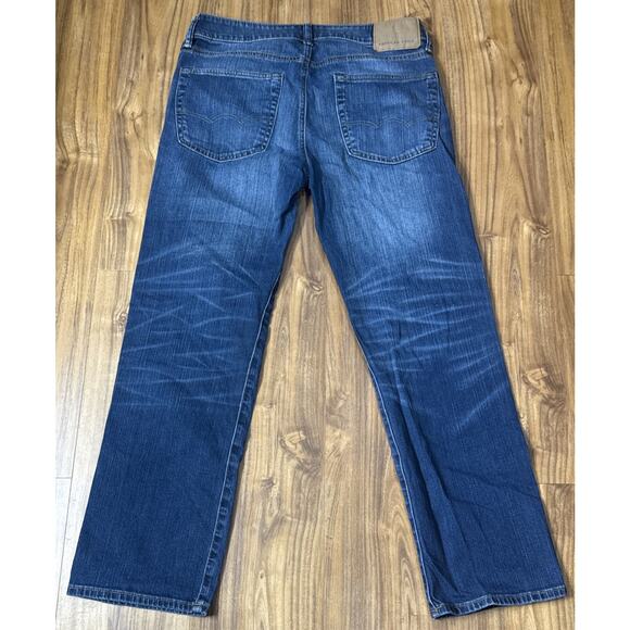 American Eagle Jeans Mens 31x30 Blue Flex Relaxed Straight Dark Wash Denim - Picture 2 of 6